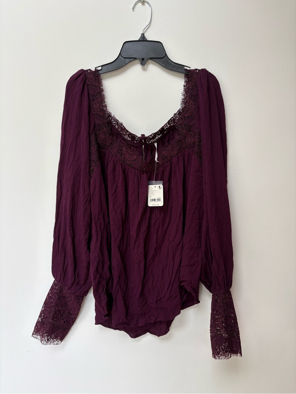 Free People Flutter By Lace Squareneck Blouse NWT